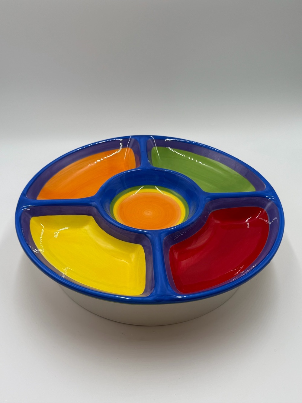 Dansk Handpainted Sectioned Server with White and Orange Accents